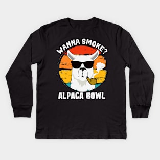 Wanna smoke alpaca bowl vintage sunset Kids Long Sleeve T-Shirt